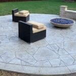 decorative patio and bench